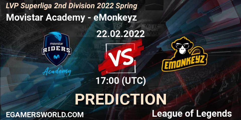 Prognose für das Spiel Movistar Academy VS eMonkeyz. 22.02.22. LoL - LVP Superliga 2nd Division 2022 Spring