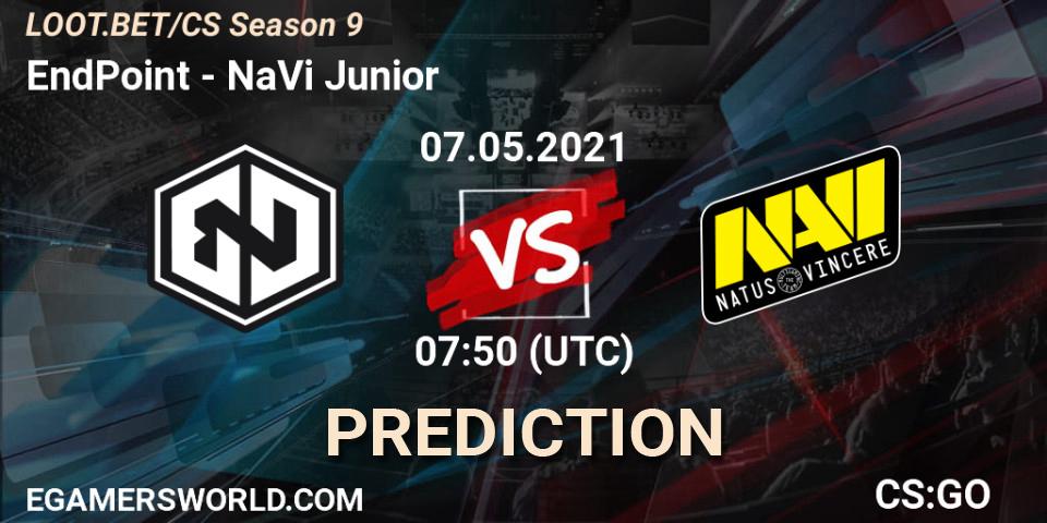 Prognose für das Spiel EndPoint VS NaVi Junior. 07.05.2021 at 07:50. Counter-Strike (CS2) - LOOT.BET/CS Season 9