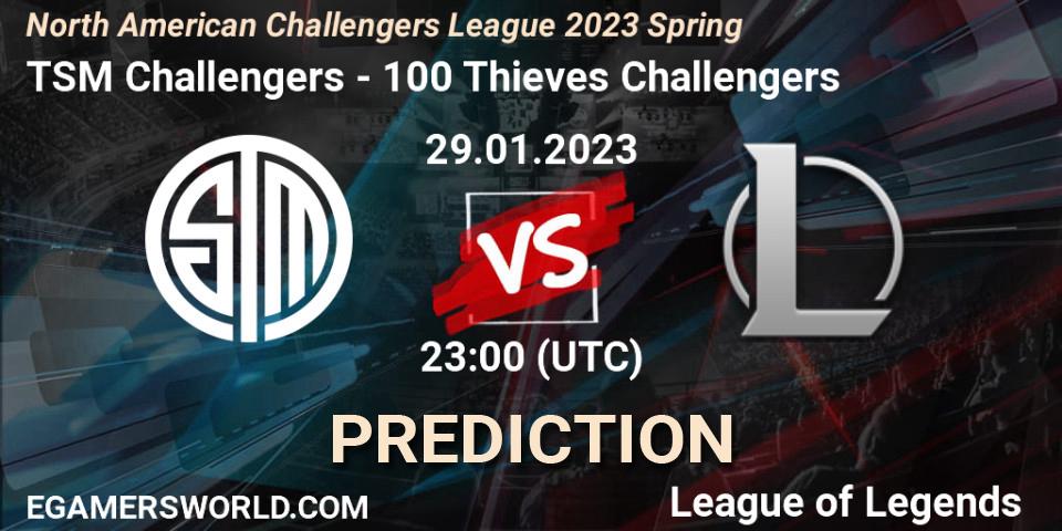 Prognose für das Spiel TSM Challengers VS 100 Thieves Challengers. 29.01.23. LoL - NACL 2023 Spring - Group Stage