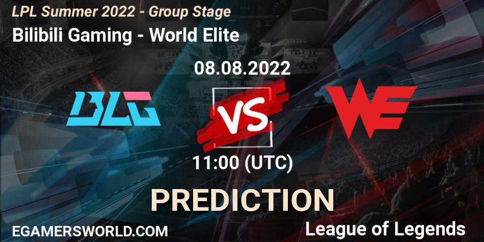 Prognose für das Spiel Bilibili Gaming VS World Elite. 08.08.22. LoL - LPL Summer 2022 - Group Stage
