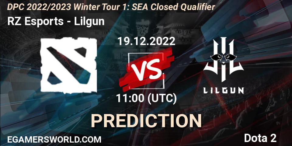 Prognose für das Spiel RZ Esports VS Lilgun. 19.12.2022 at 11:00. Dota 2 - DPC 2022/2023 Winter Tour 1: SEA Closed Qualifier