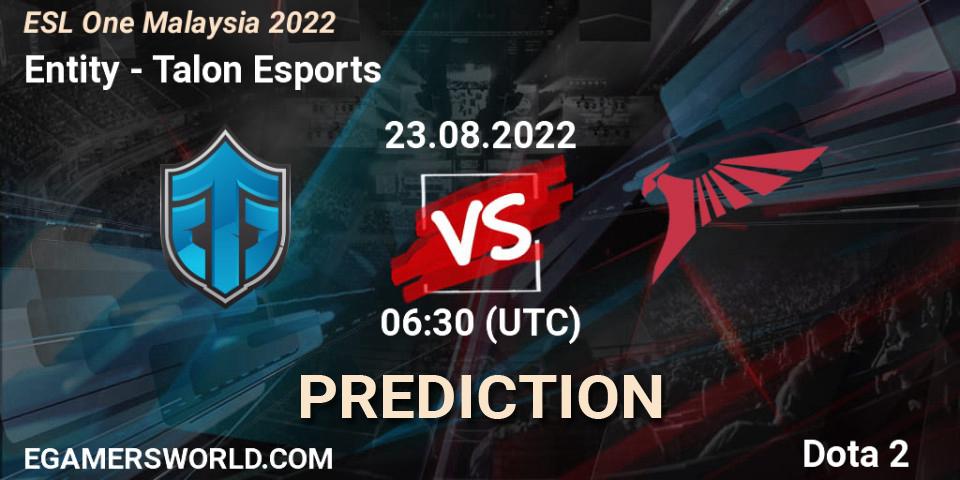 Prognose für das Spiel Entity VS Talon Esports. 23.08.22. Dota 2 - ESL One Malaysia 2022