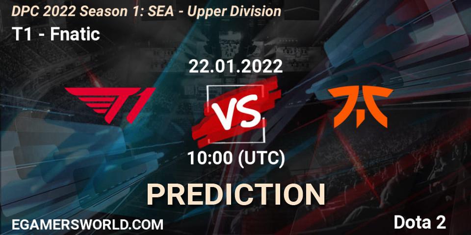 Prognose für das Spiel T1 VS Fnatic. 22.01.22. Dota 2 - DPC 2022 Season 1: SEA - Upper Division