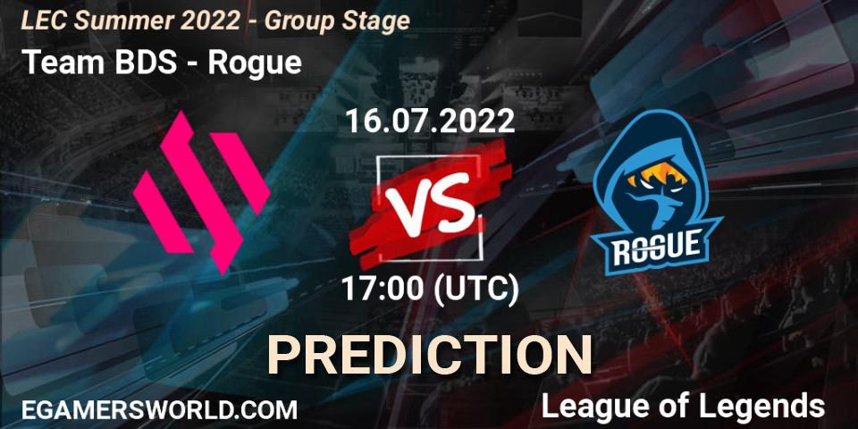 Prognose für das Spiel Team BDS VS Rogue. 16.07.22. LoL - LEC Summer 2022 - Group Stage