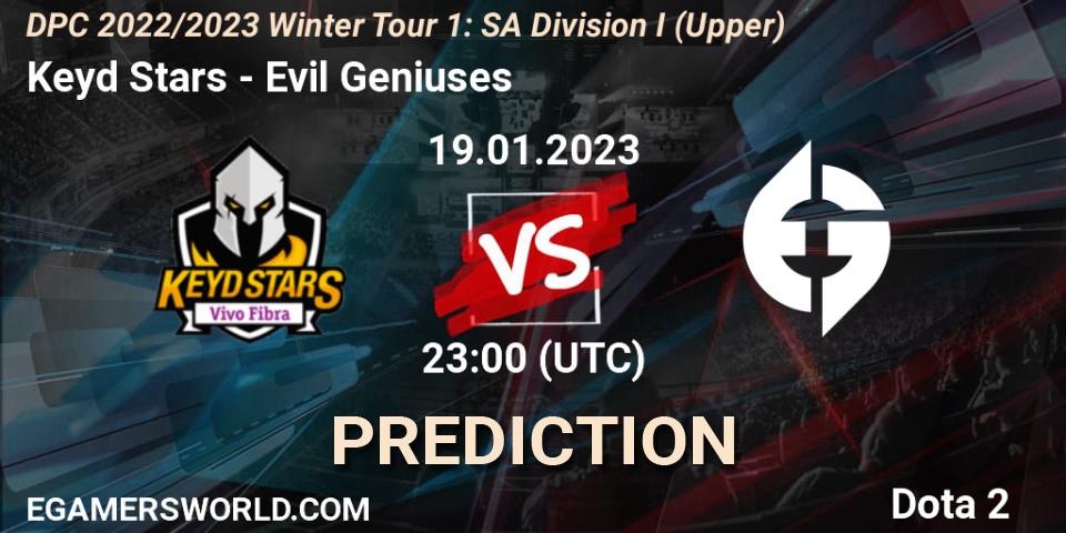 Prognose für das Spiel Keyd Stars VS Evil Geniuses. 19.01.23. Dota 2 - DPC 2022/2023 Winter Tour 1: SA Division I (Upper) 