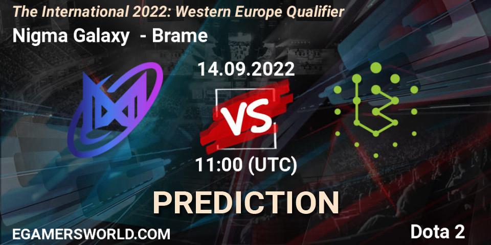 Prognose für das Spiel Nigma Galaxy VS Brame. 14.09.22. Dota 2 - The International 2022: Western Europe Qualifier