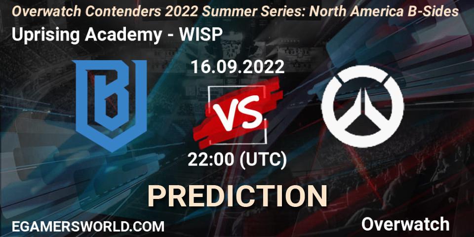 Prognose für das Spiel Uprising Academy VS WISP. 16.09.22. Overwatch - Overwatch Contenders 2022 Summer Series: North America B-Sides
