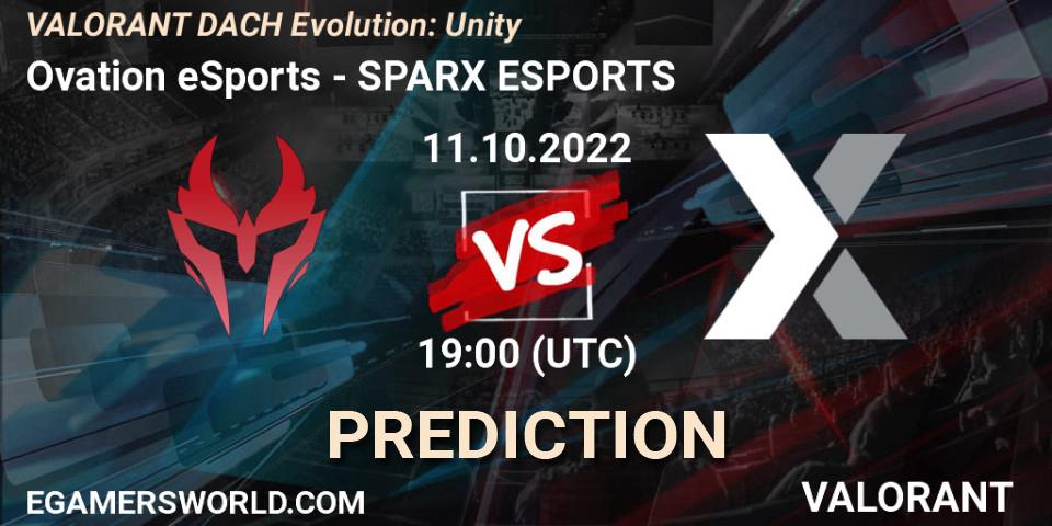 Prognose für das Spiel Ovation eSports VS SPARX ESPORTS. 11.10.22. VALORANT - VALORANT DACH Evolution: Unity