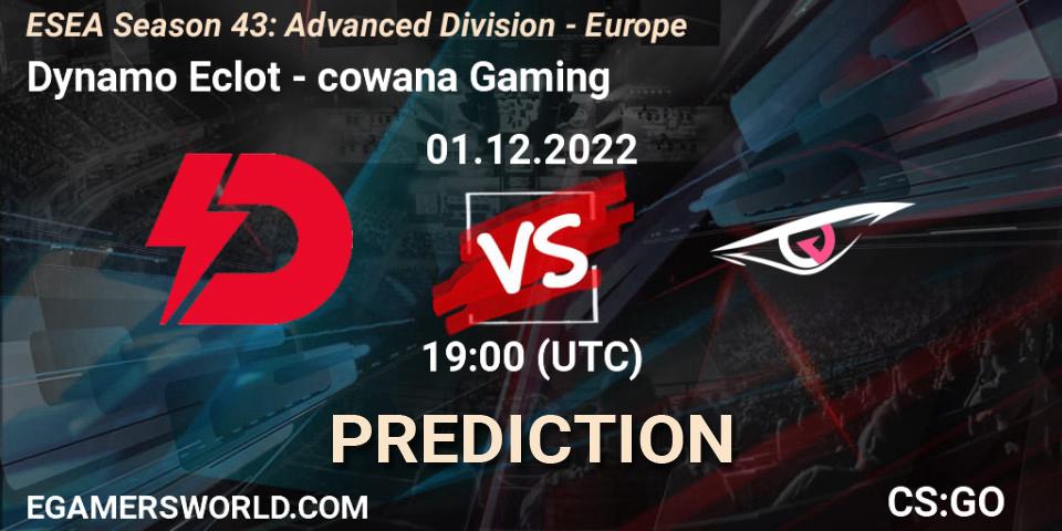 Prognose für das Spiel Dynamo Eclot VS cowana Gaming. 01.12.22. CS2 (CS:GO) - ESEA Season 43: Advanced Division - Europe