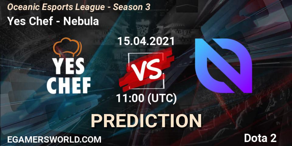 Prognose für das Spiel Yes Chef VS Nebula. 15.04.2021 at 11:23. Dota 2 - Oceanic Esports League - Season 3