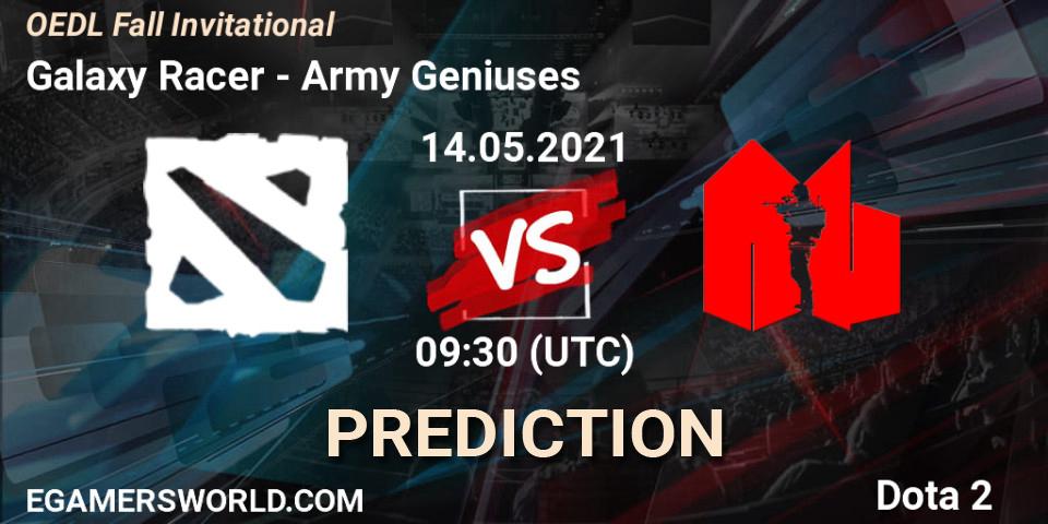 Prognose für das Spiel Galaxy Racer VS Army Geniuses. 14.05.2021 at 07:33. Dota 2 - OEDL Fall Invitational