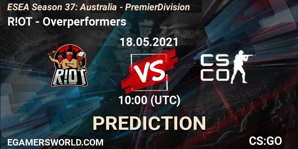 Prognose für das Spiel R!OT VS Overperformers. 18.05.21. CS2 (CS:GO) - ESEA Season 37: Australia - Premier Division