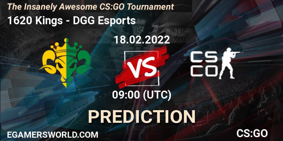 Prognose für das Spiel 1620 Kings VS DGG Esports. 18.02.2022 at 09:00. Counter-Strike (CS2) - The Insanely Awesome CS:GO Tournament