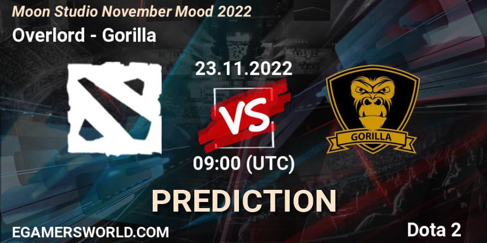 Prognose für das Spiel Overlord VS Gorilla. 23.11.22. Dota 2 - Moon Studio November Mood 2022