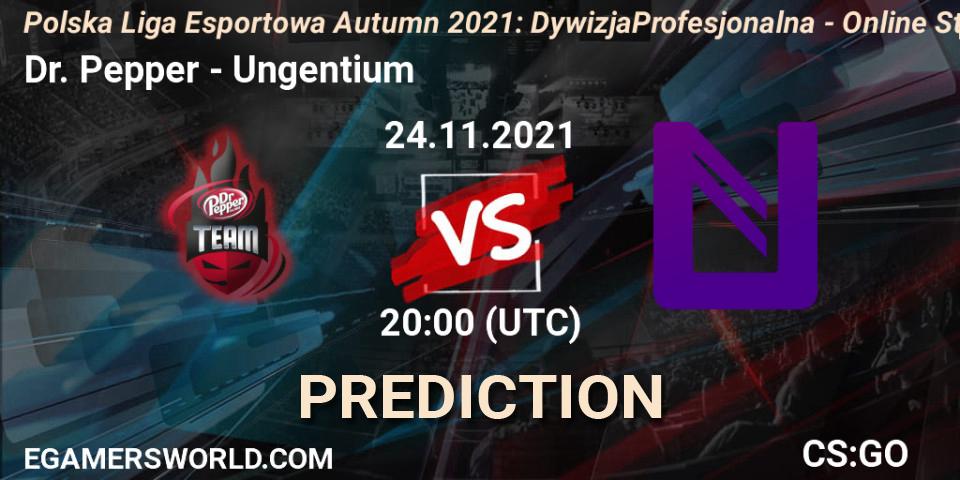 Prognose für das Spiel Dr. Pepper VS Ungentium. 24.11.2021 at 19:40. Counter-Strike (CS2) - Polska Liga Esportowa Autumn 2021: Dywizja Profesjonalna - Online Stage