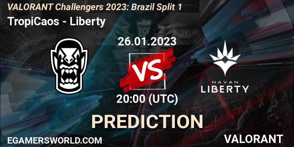 Prognose für das Spiel TropiCaos VS Liberty. 26.01.2023 at 20:15. VALORANT - VALORANT Challengers 2023: Brazil Split 1