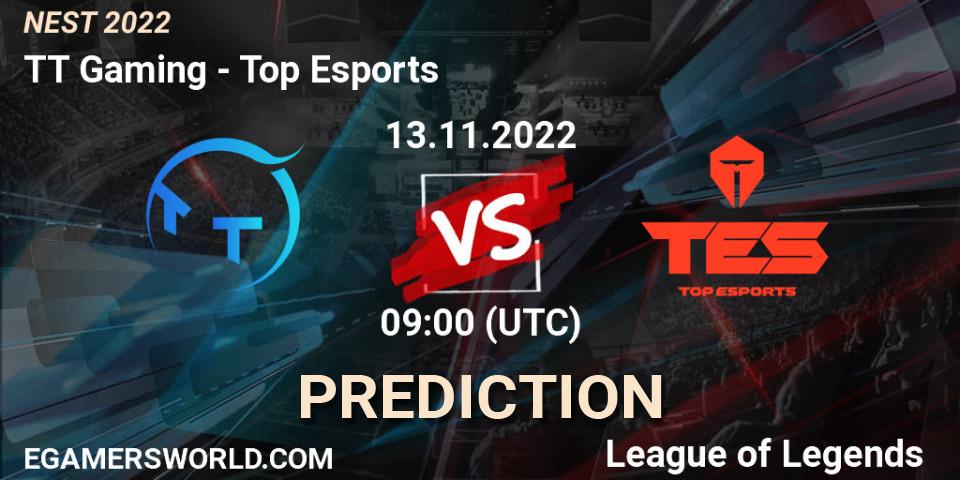 Prognose für das Spiel TT Gaming VS Top Esports. 13.11.22. LoL - NEST 2022