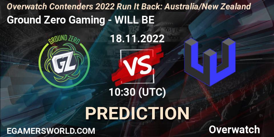 Prognose für das Spiel Ground Zero Gaming VS WILL BE. 18.11.2022 at 10:30. Overwatch - Overwatch Contenders 2022 - Australia/New Zealand - November