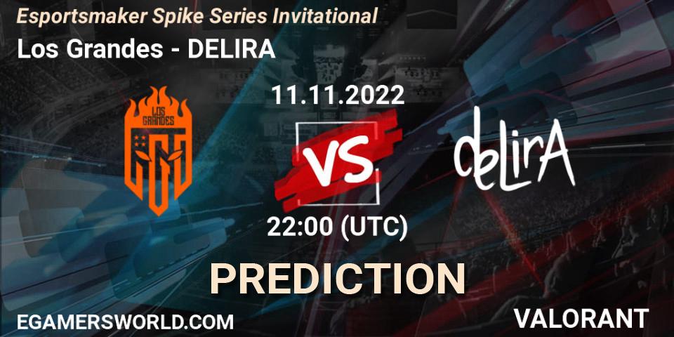 Prognose für das Spiel Los Grandes VS DELIRA. 11.11.2022 at 22:00. VALORANT - Esportsmaker Spike Series Invitational