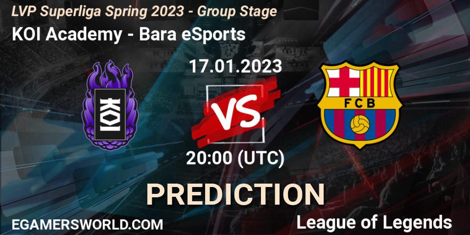 Prognose für das Spiel KOI Academy VS Barça eSports. 17.01.2023 at 20:00. LoL - LVP Superliga Spring 2023 - Group Stage