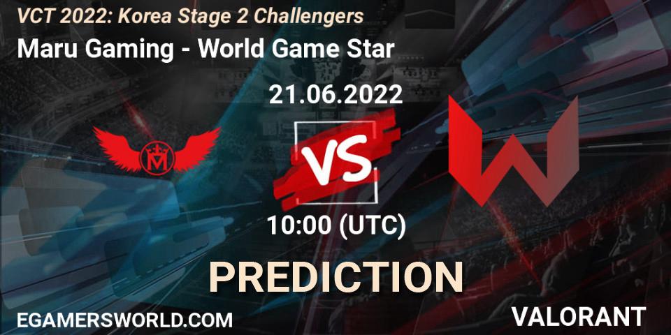 Prognose für das Spiel Maru Gaming VS World Game Star. 21.06.22. VALORANT - VCT 2022: Korea Stage 2 Challengers