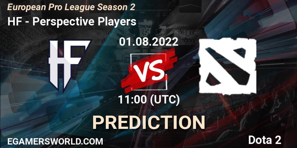 Prognose für das Spiel HF VS Perspective Players. 01.08.2022 at 11:04. Dota 2 - European Pro League Season 2