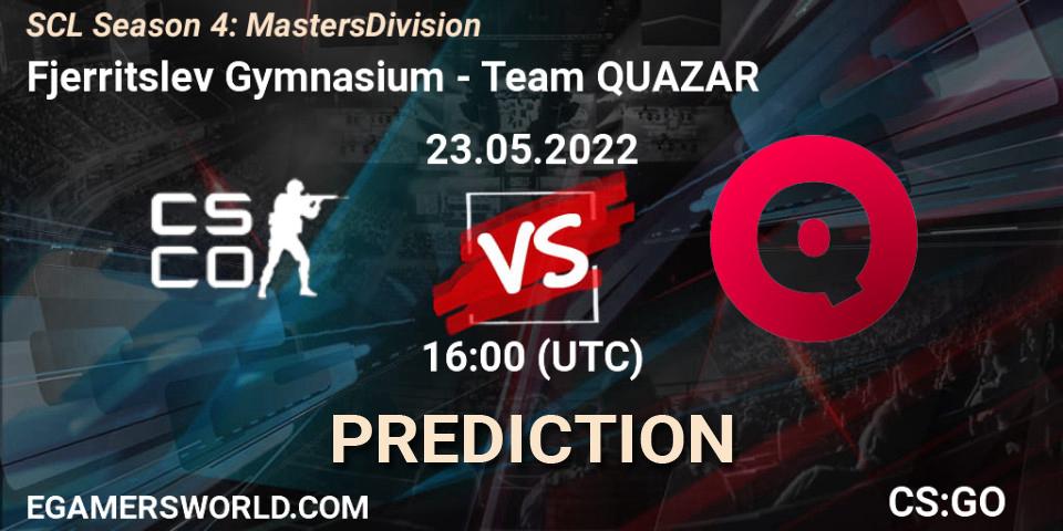 Prognose für das Spiel Fjerritslev Gymnasium VS QUAZAR. 23.05.2022 at 16:00. Counter-Strike (CS2) - SCL Season 4: Masters Division