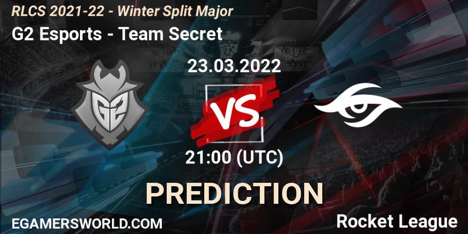Prognose für das Spiel G2 Esports VS Team Secret. 23.03.2022 at 21:00. Rocket League - RLCS 2021-22 - Winter Split Major
