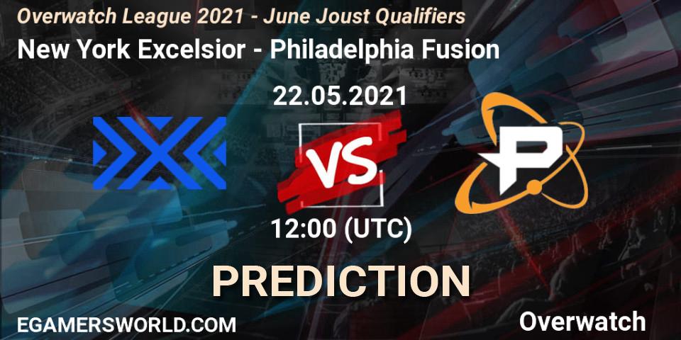 Prognose für das Spiel New York Excelsior VS Philadelphia Fusion. 22.05.21. Overwatch - Overwatch League 2021 - June Joust Qualifiers