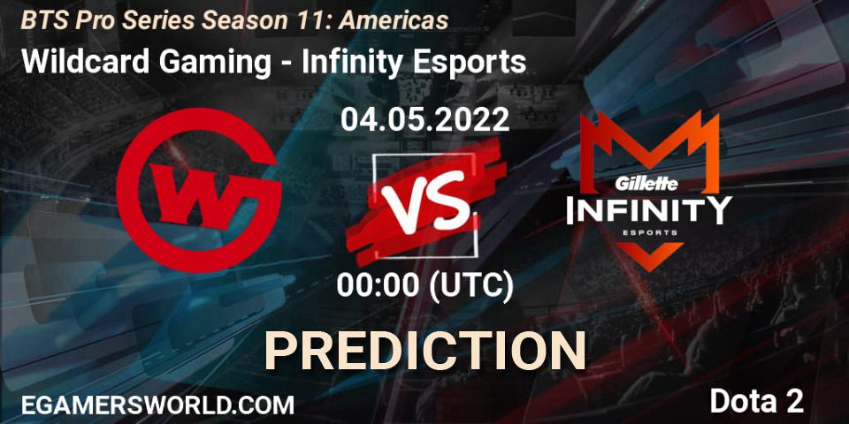 Prognose für das Spiel Wildcard Gaming VS Infinity Esports. 04.05.2022 at 01:07. Dota 2 - BTS Pro Series Season 11: Americas