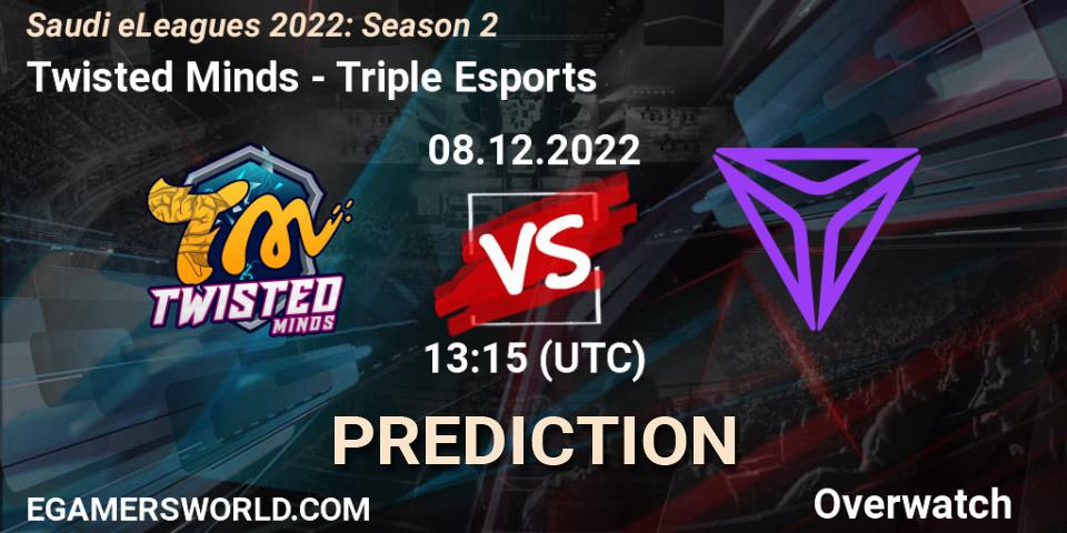 Prognose für das Spiel Twisted Minds VS Triple Esports. 08.12.2022 at 13:15. Overwatch - Saudi eLeagues 2022: Season 2