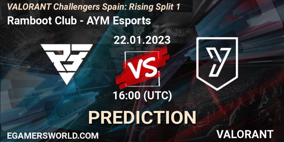 Prognose für das Spiel Ramboot Club VS AYM Esports. 22.01.2023 at 16:00. VALORANT - VALORANT Challengers 2023 Spain: Rising Split 1