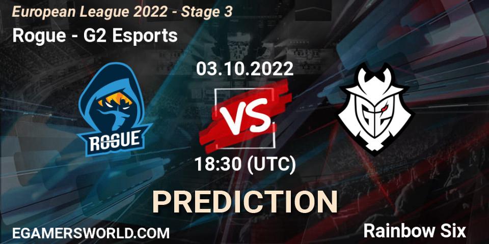 Prognose für das Spiel Rogue VS G2 Esports. 03.10.22. Rainbow Six - European League 2022 - Stage 3