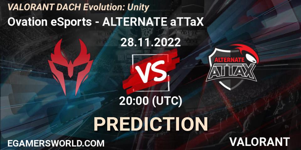 Prognose für das Spiel Ovation eSports VS ALTERNATE aTTaX. 28.11.22. VALORANT - VALORANT DACH Evolution: Unity