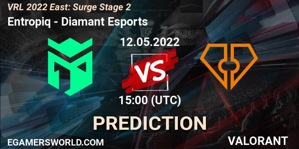 Prognose für das Spiel Entropiq VS Diamant Esports. 12.05.2022 at 15:00. VALORANT - VRL 2022 East: Surge Stage 2