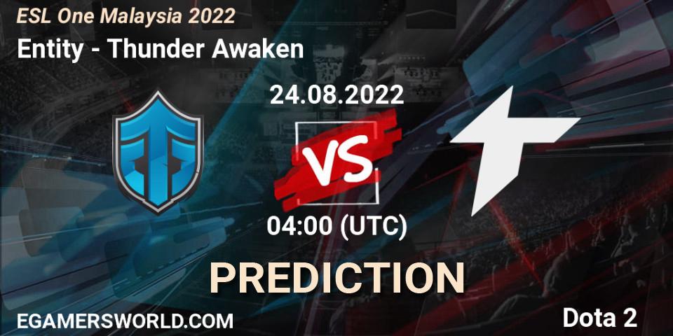 Prognose für das Spiel Entity VS Thunder Awaken. 24.08.22. Dota 2 - ESL One Malaysia 2022