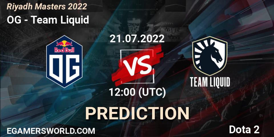 Prognose für das Spiel OG VS Team Liquid. 21.07.2022 at 12:00. Dota 2 - Riyadh Masters 2022
