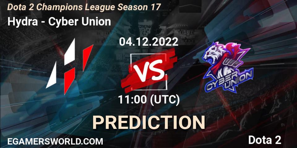Prognose für das Spiel Hydra VS Cyber Union. 04.12.22. Dota 2 - Dota 2 Champions League Season 17