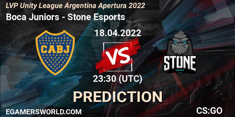 Prognose für das Spiel Boca Juniors VS Stone Esports. 27.04.2022 at 23:30. Counter-Strike (CS2) - LVP Unity League Argentina Apertura 2022
