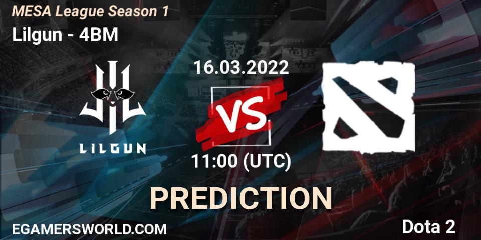 Prognose für das Spiel Lilgun VS 4BM. 16.03.2022 at 11:00. Dota 2 - MESA League Season 1