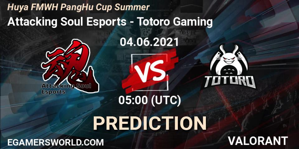Prognose für das Spiel Attacking Soul Esports VS Totoro Gaming. 04.06.2021 at 05:00. VALORANT - Huya FMWH PangHu Cup Summer