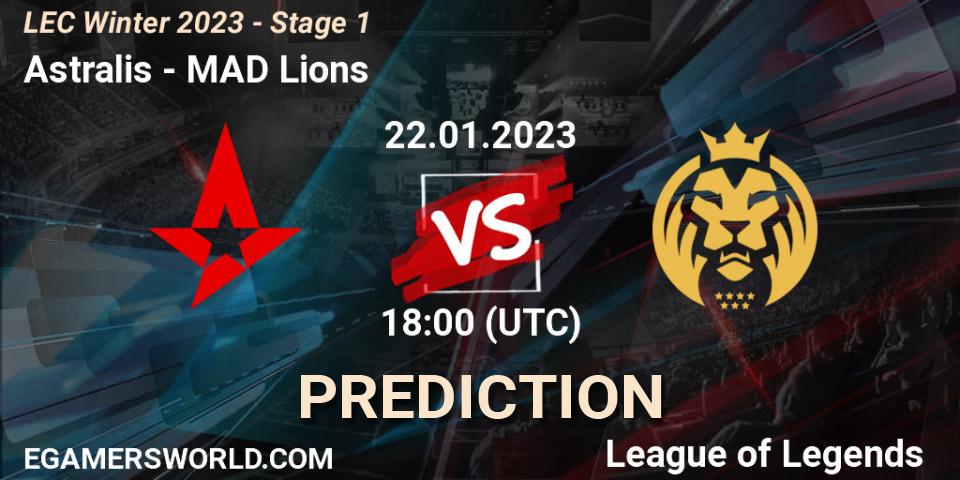 Prognose für das Spiel Astralis VS MAD Lions. 22.01.2023 at 18:00. LoL - LEC Winter 2023 - Stage 1