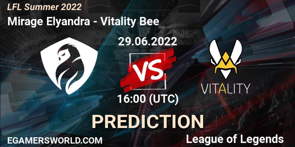 Prognose für das Spiel Mirage Elyandra VS Vitality Bee. 29.06.2022 at 16:00. LoL - LFL Summer 2022