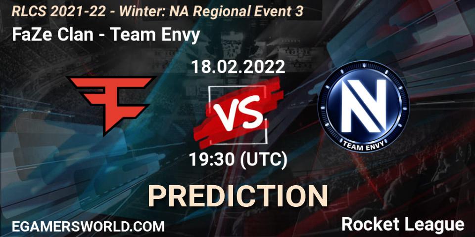 Prognose für das Spiel FaZe Clan VS Team Envy. 18.02.2022 at 19:30. Rocket League - RLCS 2021-22 - Winter: NA Regional Event 3