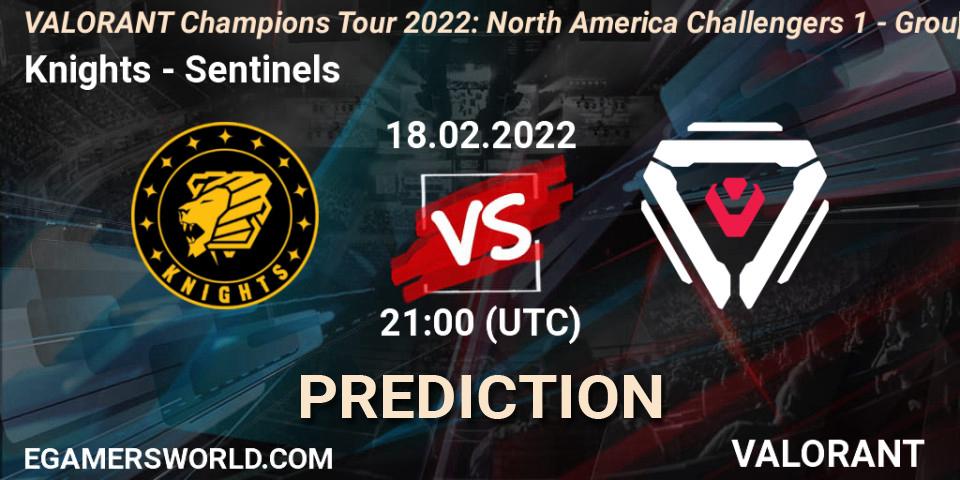 Prognose für das Spiel Knights VS Sentinels. 18.02.2022 at 21:15. VALORANT - VCT 2022: North America Challengers 1 - Group Stage