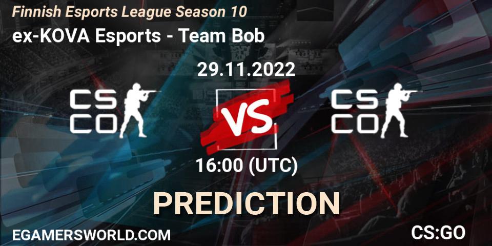 Prognose für das Spiel ex-KOVA Esports VS Team Bob. 29.11.22. CS2 (CS:GO) - Finnish Esports League Season 10