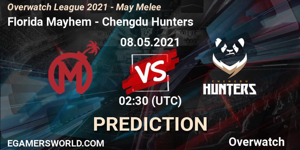 Prognose für das Spiel Florida Mayhem VS Chengdu Hunters. 08.05.21. Overwatch - Overwatch League 2021 - May Melee
