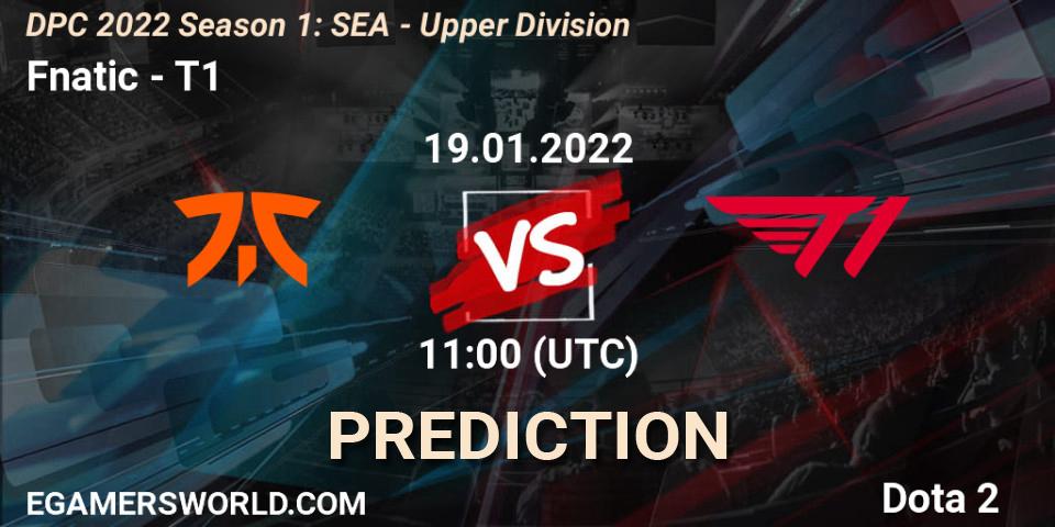 Prognose für das Spiel Fnatic VS T1. 19.01.22. Dota 2 - DPC 2022 Season 1: SEA - Upper Division