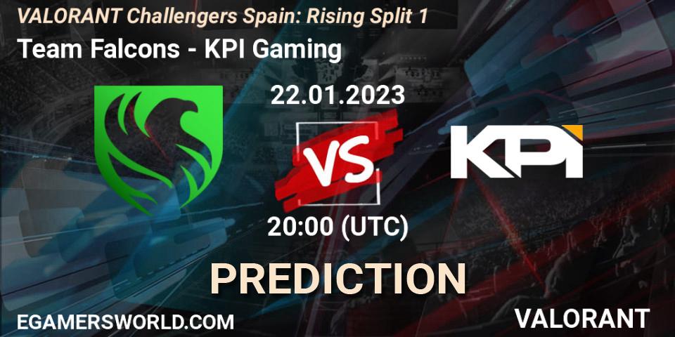 Prognose für das Spiel Falcons VS KPI Gaming. 22.01.2023 at 20:35. VALORANT - VALORANT Challengers 2023 Spain: Rising Split 1