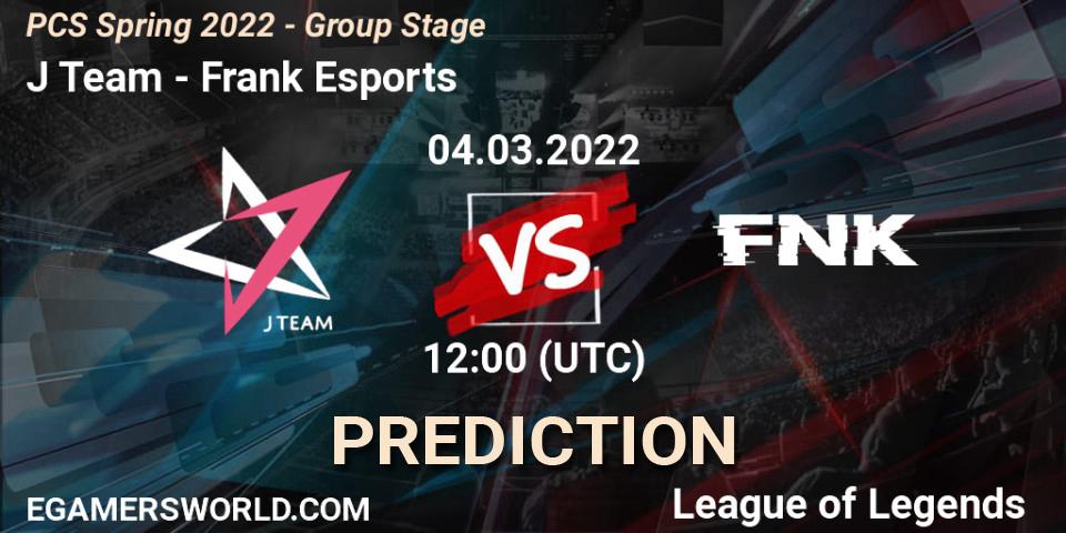 Prognose für das Spiel J Team VS Frank Esports. 04.03.22. LoL - PCS Spring 2022 - Group Stage